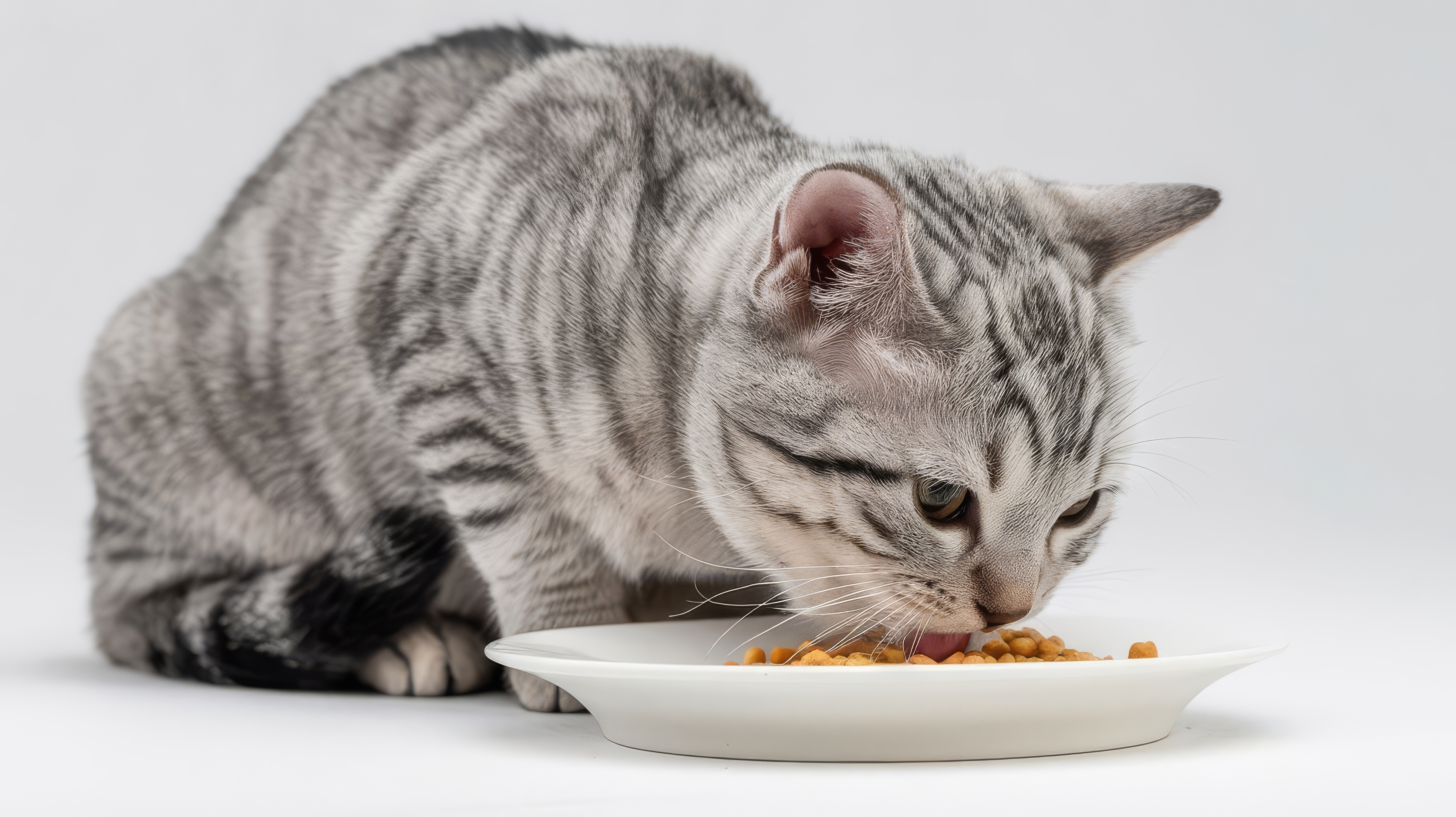 貓咪低頭進食,象徵犬貓腸胃順暢管理與日常消化保健